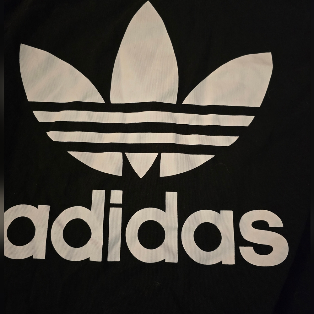Adidas Black Tee with White Trefoil Logo Womens Size S - Picture 2 of 4